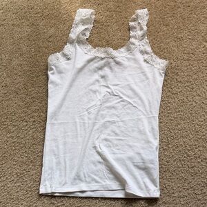 Elegant White Lace Trimmed Women's Top